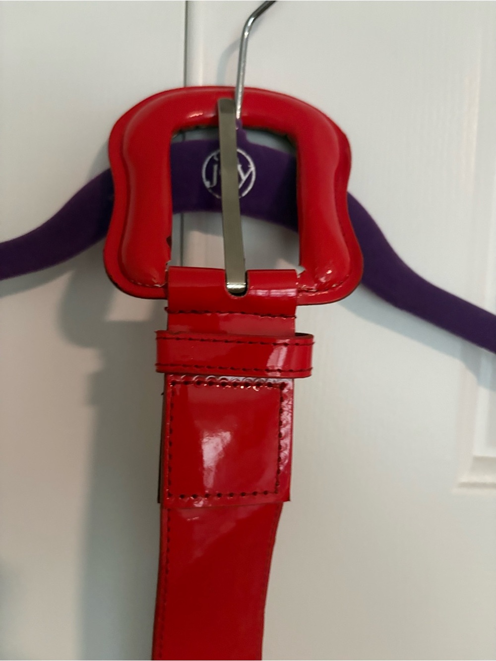 Red Patent Leather Women's Fashion Belt - Wide Buckle Sz XL